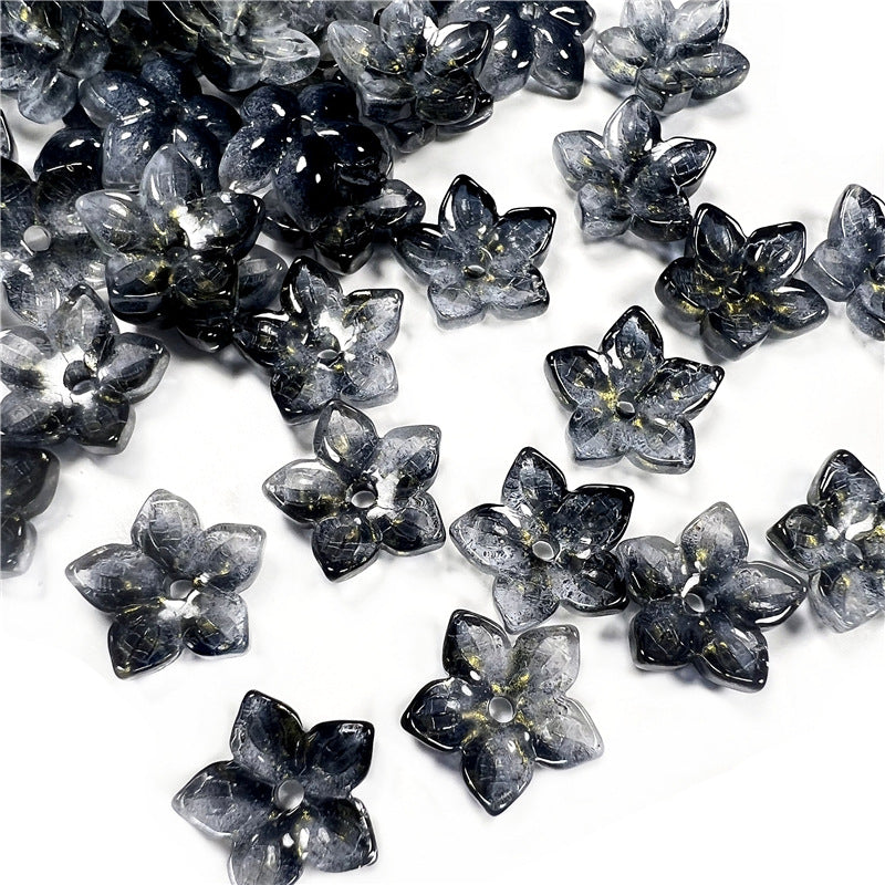 Czech Glass Beads Flower Five Petal 12mm Red Gold Spring 50pcs 9