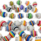 Lantern Rhinestone Beads 14mm Rainbow Striped Resin 50pcs 5
