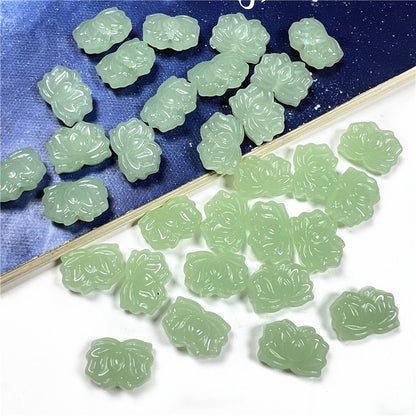 Czech Glass Beads Lotus 14mm Deep Green Jade Glossy 50pcs 2