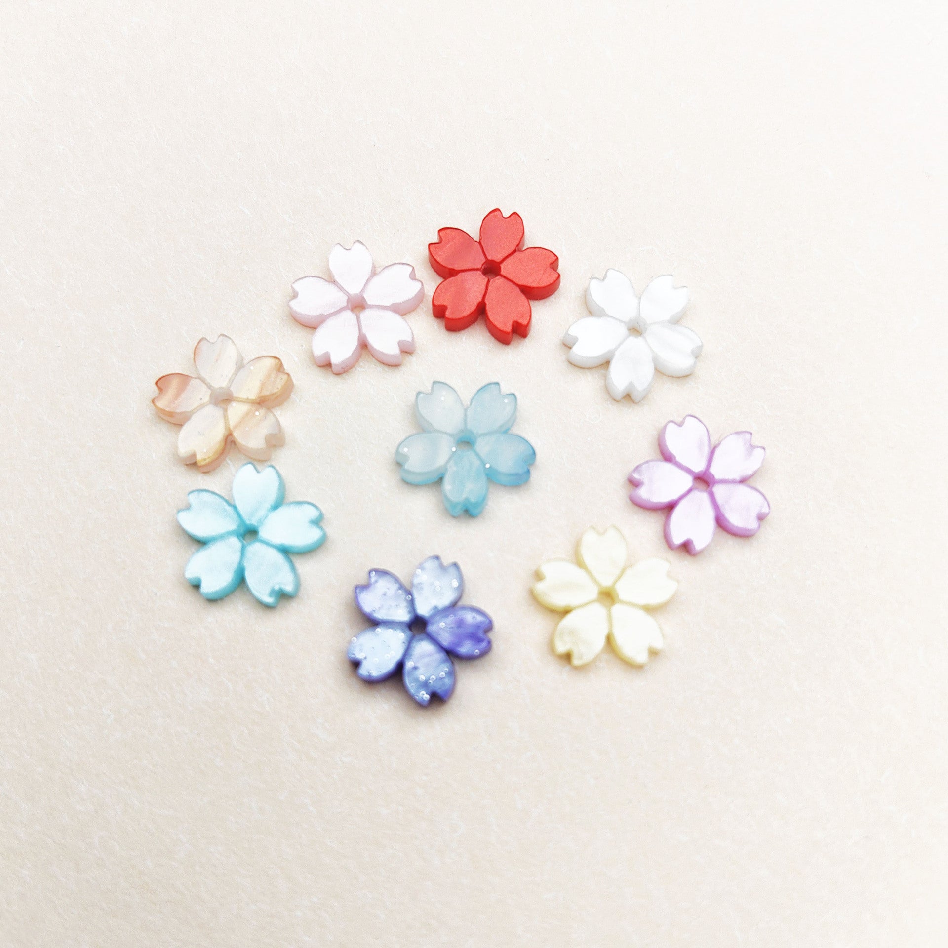 Cherry Blossom Acrylic Beads 10mm Translucent Colorful 30pcs
