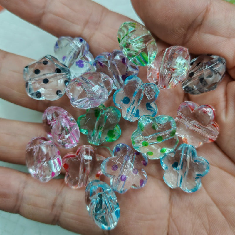 Clear Polka Dotted Star Acrylic Beads 17mm 100pcs 3