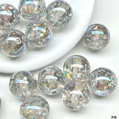 Clear Sparkle Glitter Resin Beads 16mm Round 10pcs 9