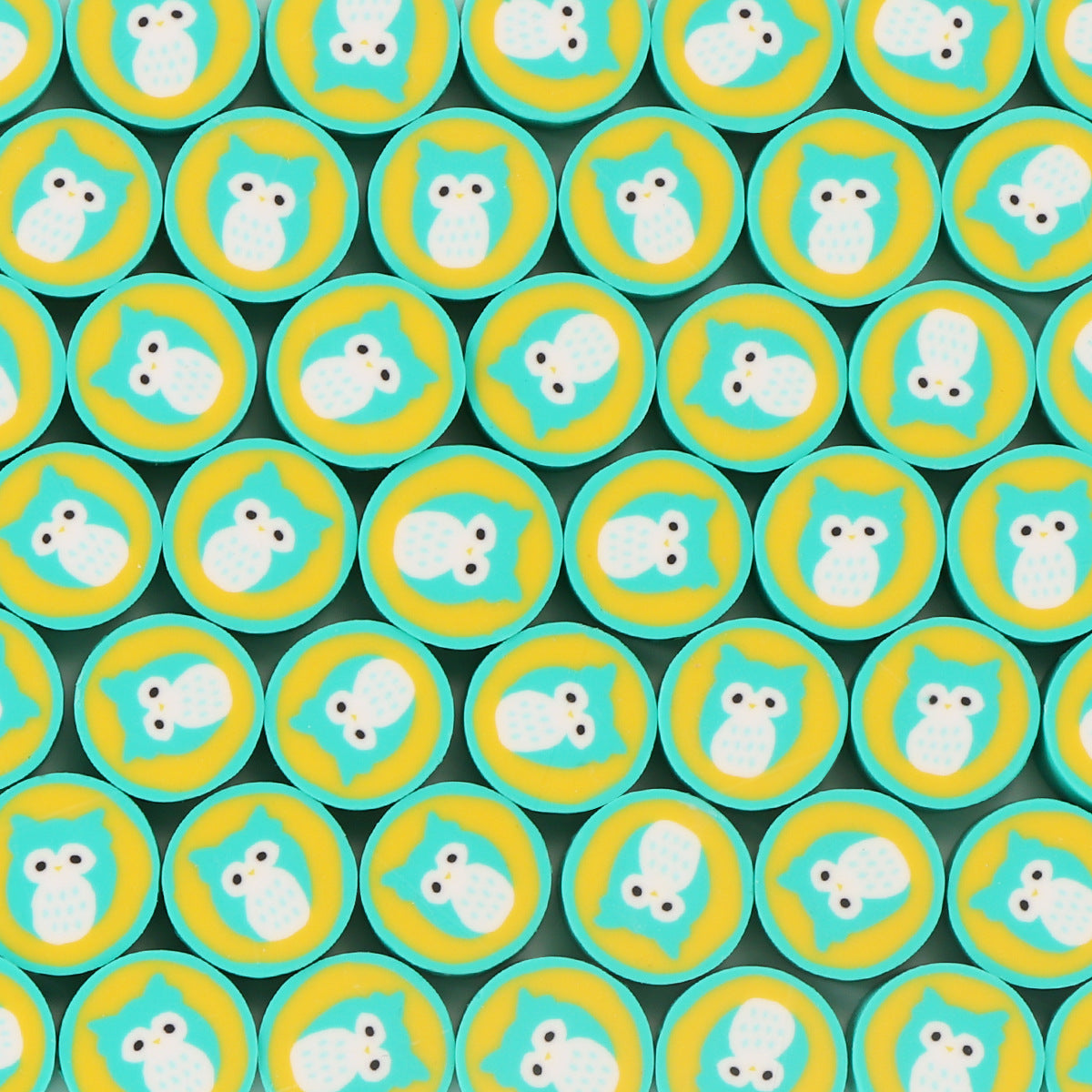 Cute Cartoon Animals Flat Round Clay Beads 9mm Colorful Glossy 100pcs 11