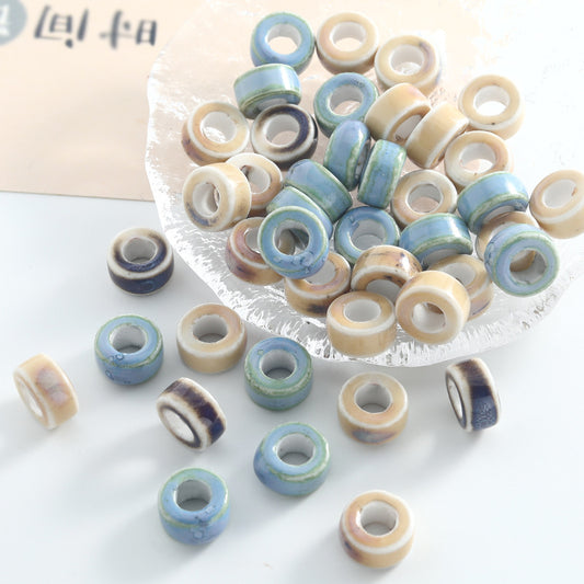 Ceramic Spacer Beads 12mm Vintage Color Large Hole 50pcs