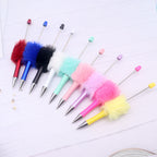 Beadable Pen Plush Pastel Color Soft Pom-Pom Ballpoint Pen