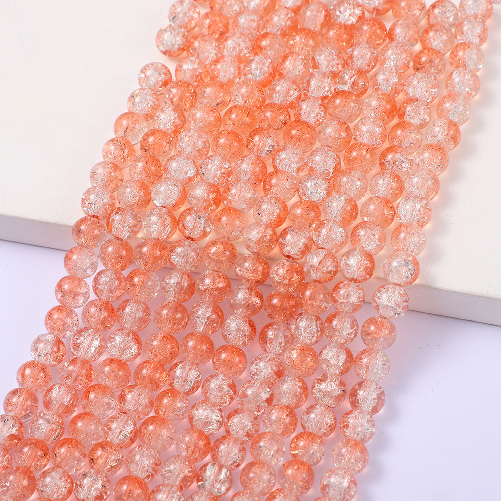 Crackle Round Glass Beads 10mm Mixed Color Dual Tone 5 Strands 8