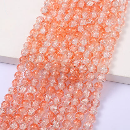 Crackle Round Glass Beads 10mm Mixed Color Dual Tone 5 Strands 8
