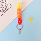 PVC Soft Rubber Bubble Wristlet Keychain Pastel Tie Dye Colors 4