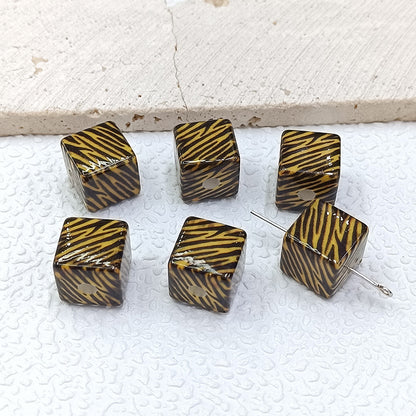 Colorful Leopard Print Acrylic Square Beads 14mm 50pcs 6
