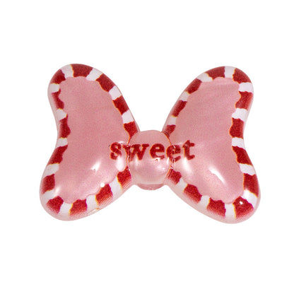 Sweet Polka Dotted Bow Acrylic Beads 29mm Colorful Mixed 10pcs 23