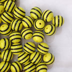 Striped Bubblegum Beads 20mm Chunky Bee Design Yellow Black 10pcs