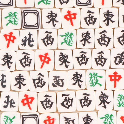 Flat Clay Beads 9x10mm Mahjong Tile Design Polymer 100pcs 13