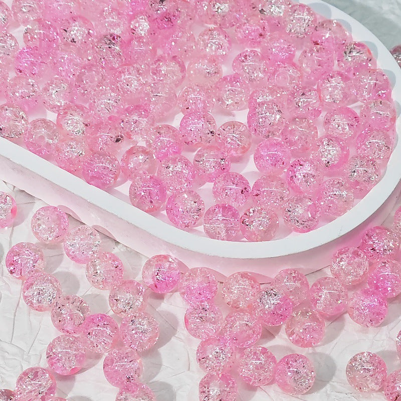 Crackle Glass Beads Round 10mm Transparent Mixed Colors 50pcs 39