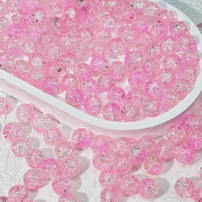 Crackle Glass Beads Round 10mm Transparent Mixed Colors 50pcs 39