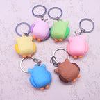 Silicone Owl Keychain Cute Wild Animal Charm Pastel Colors 4