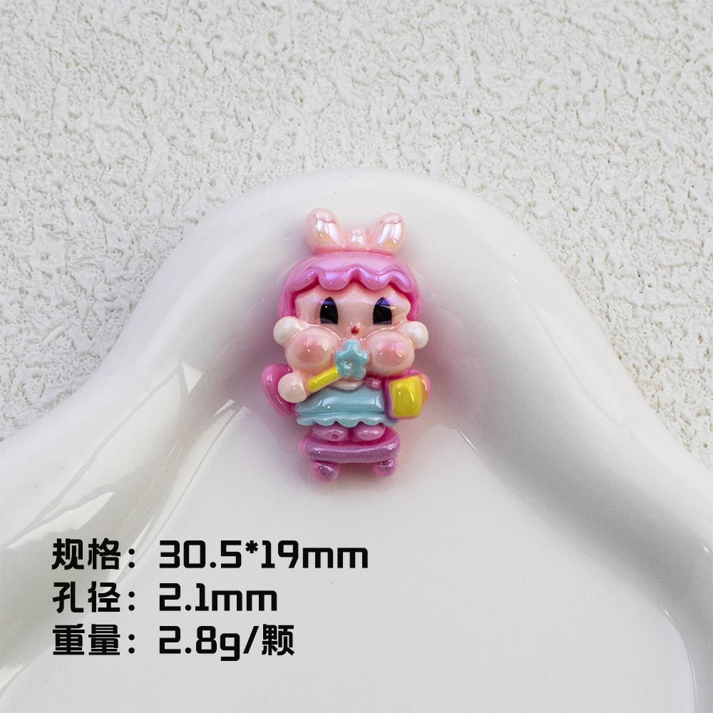 Plating Pop Resin Beads 30mm Crybaby Brushing Teeth Character 10pcs 11