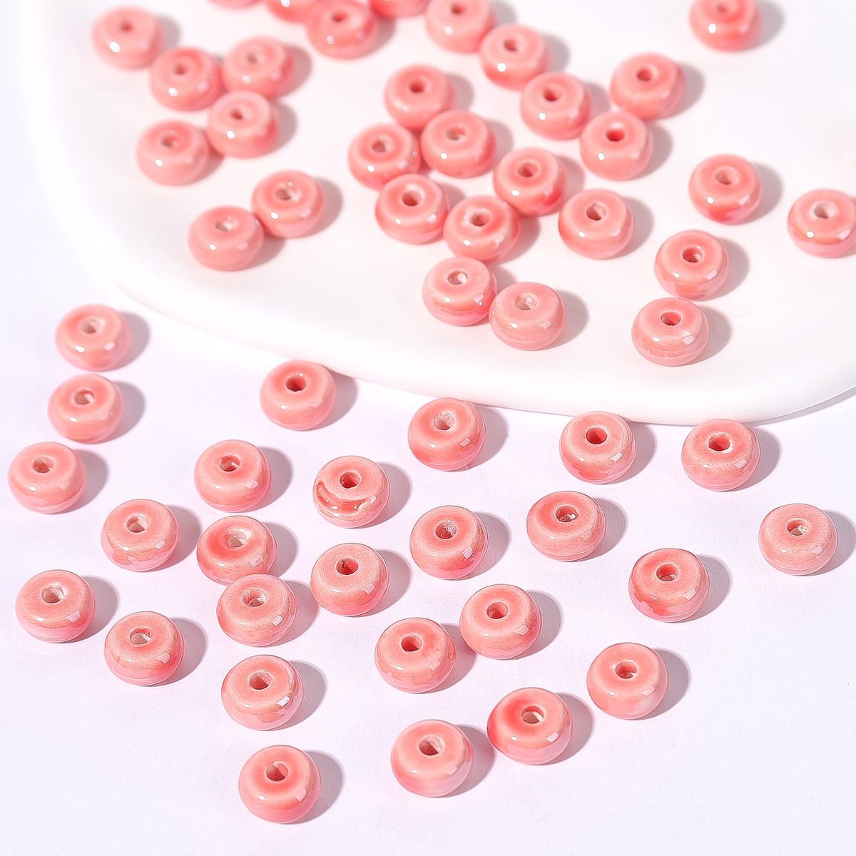 Ceramic Abacus Spacer Beads 5x9mm Creamy Colored 30pcs 8