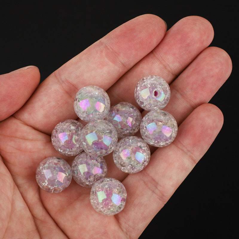 Plating Round Acrylic Beads 16mm Crackle Iridescent Pastel 50pcs 6
