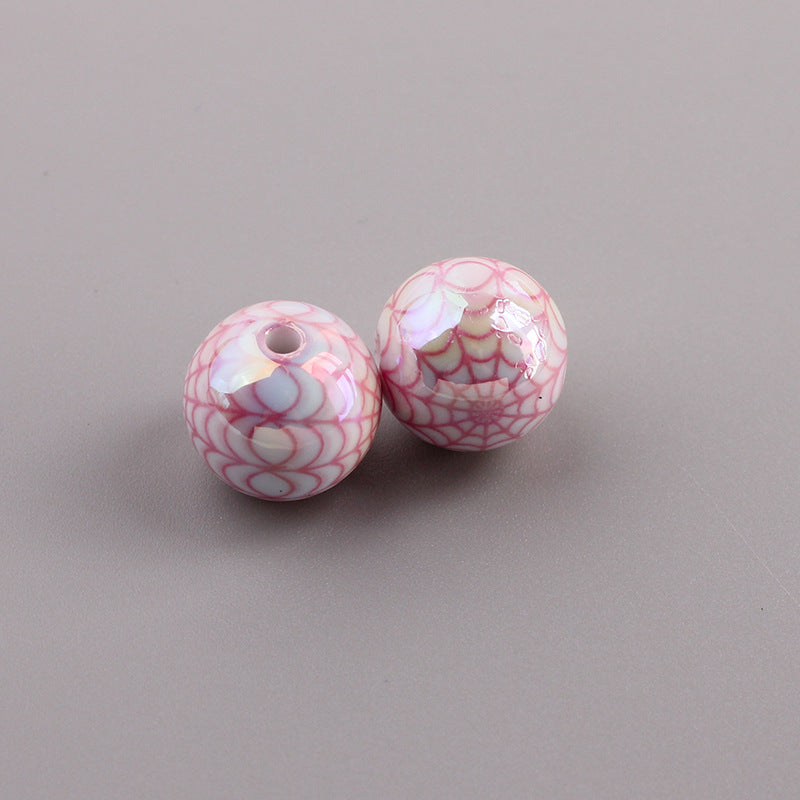 Plating Spider Web Acrylic Beads 15mm Halloween Glossy 50pcs 8