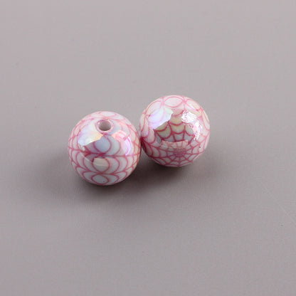 Plating Spider Web Acrylic Beads 15mm Halloween Glossy 50pcs 8
