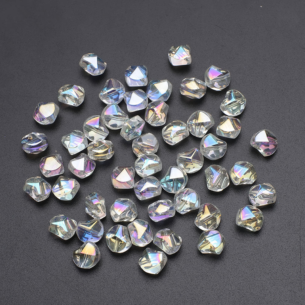 Faceted Four Sided Glass Beads 8mm Electroplated Colorful 50pcs 17