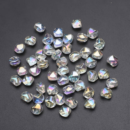 Faceted Four Sided Glass Beads 8mm Electroplated Colorful 50pcs 17