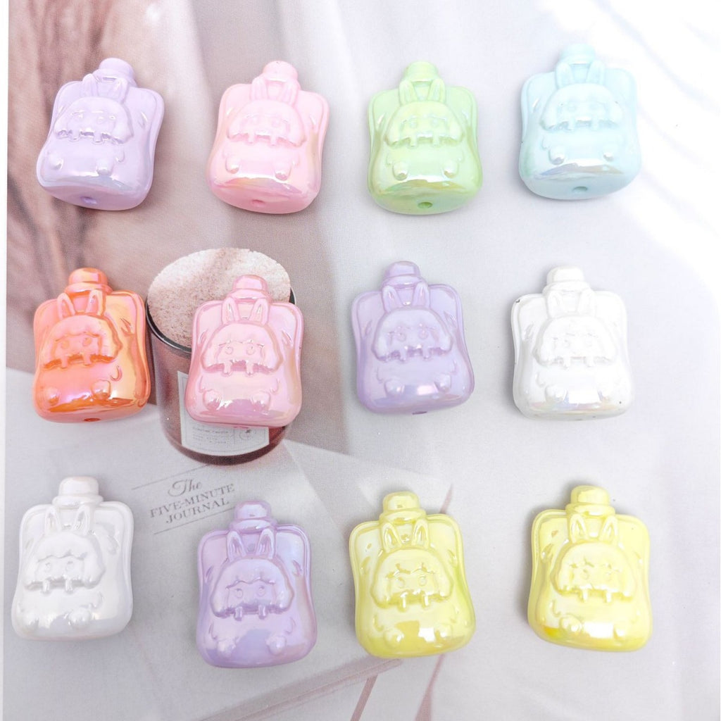 UV Plating Sucking Jelly Acrylic Beads 32mm Glossy Pastel Smile 50pcs 2