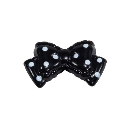 Polka Dotted Double Layer Bow Acrylic Beads 25mm Colorful Glossy 10pcs 12