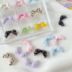 Dotted Bow Metal Beads 20mm Rhinestone Embedded Bow Metal Beads 26mm Painted 10pcs