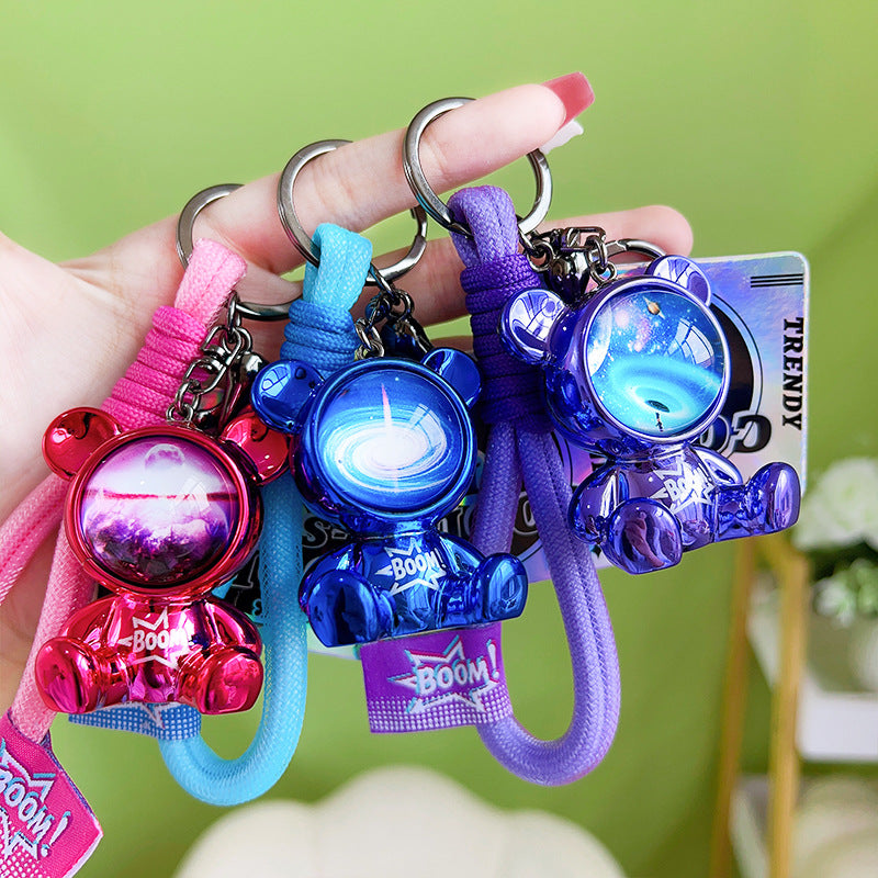 Resin Bear Wristlet Keychain Cosmic Galaxy Design Cool Colors 3