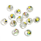 Transparent Round Acrylic Beads 16mm Cartoon Bee Printed 50pcs 5