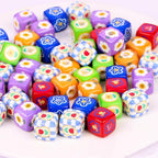 Plaid Sunflower Square Acrylic Beads 14mm Colorful Floral 10pcs 4