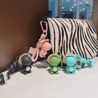 Cartoon Resin Dinosaur Keychain with Straw Hat Pastel Colors 2