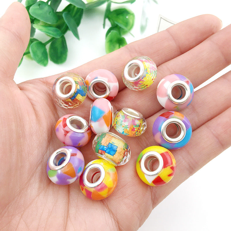 Resin Spacer Beads 14mm Rainbow Pattern 40pcs 3