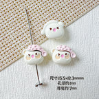 Baking Painted Teddy Bear and Flowerpot Metal Beads 15mm 10pcs 6