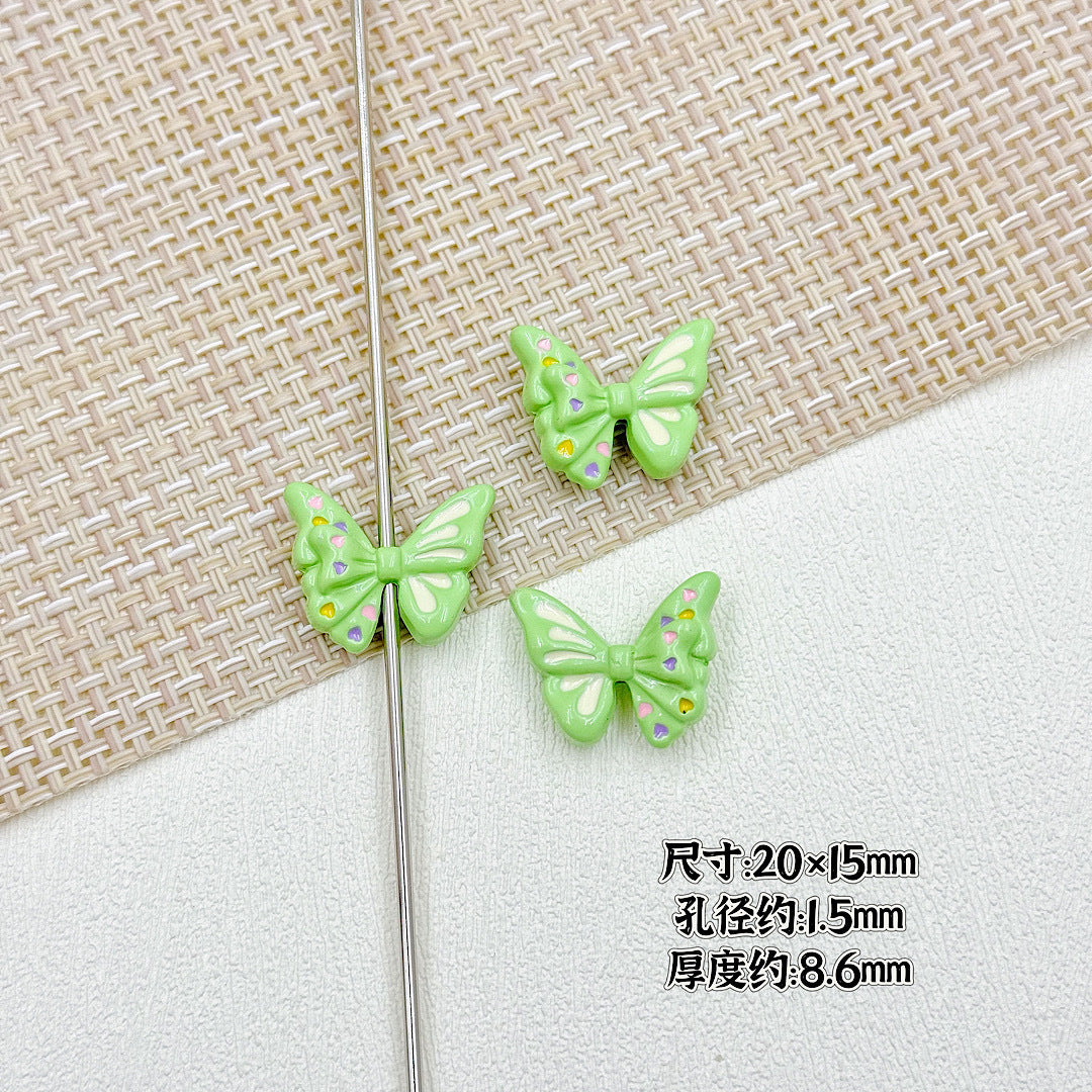 Flower Butterfly Metal Beads 16-20mm Baking Painted Glossy Finish 10pcs 16