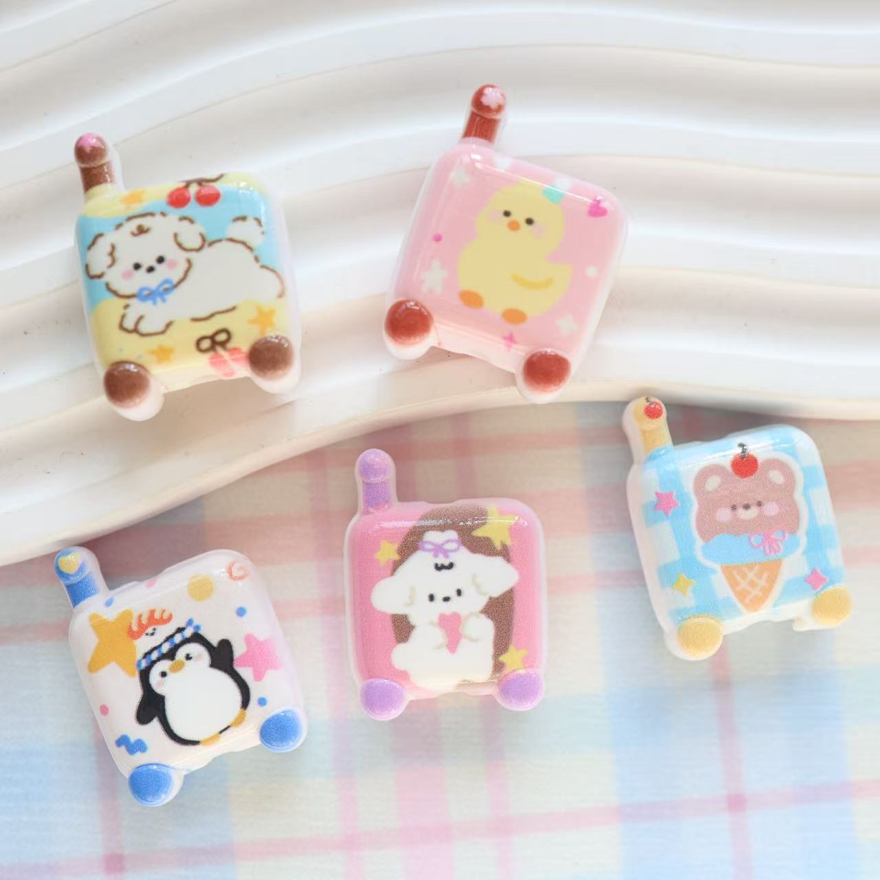 Double-Sided Printed Cartoon Square Acrylic Beads 21mm 20pcs 11