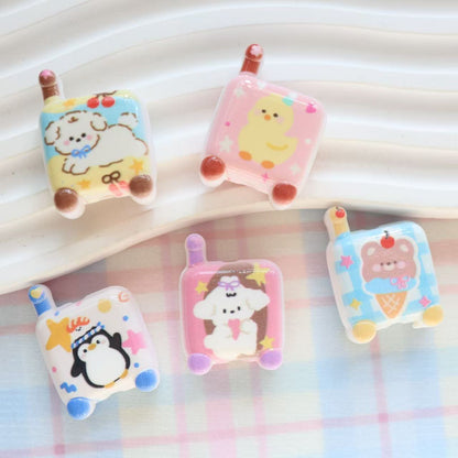 Double-Sided Printed Cartoon Square Acrylic Beads 21mm 20pcs 11