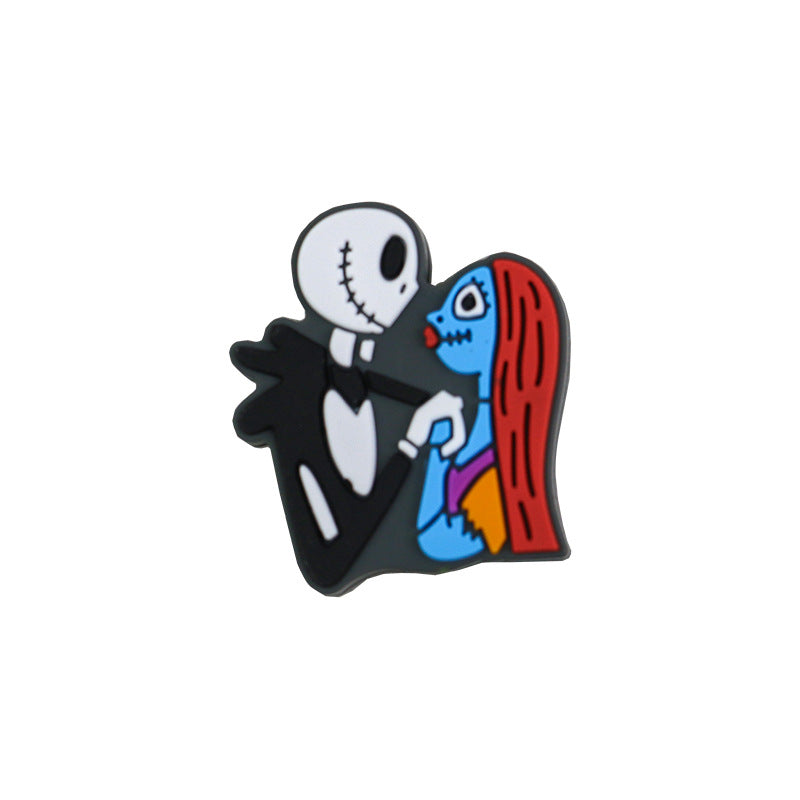 Silicone Focal Beads Halloween Skeleton Couple Holding Hands 20pcs 4