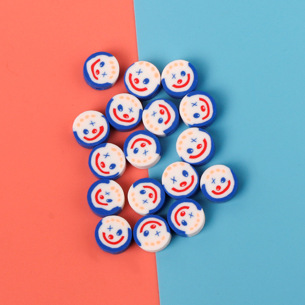 Flat Clay Beads 10mm Clown Anime Colorful Polymer 100pcs 4