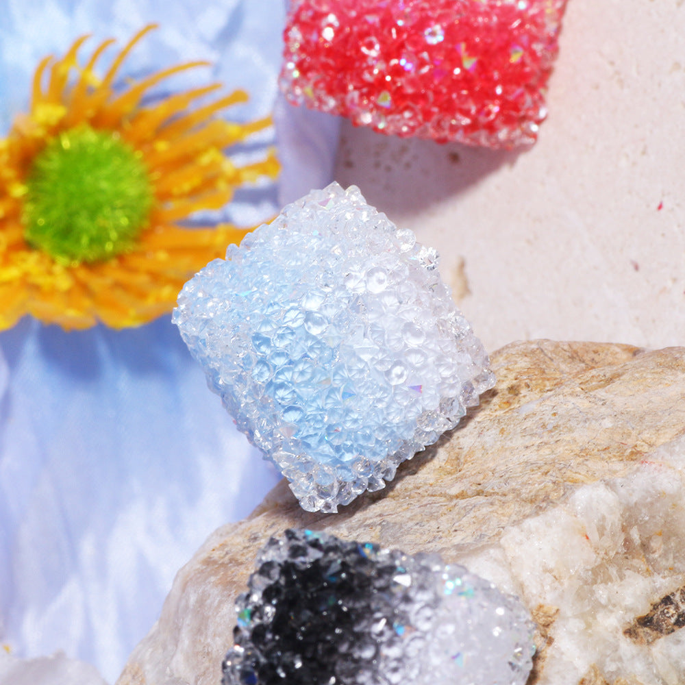 Gradient Acrylic Square Beads 16mm Granulated Sugar Texture 5pcs 3