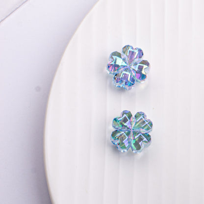 Transparent Plating Clover Acrylic Beads 14mm Summer Glow 10pcs 10