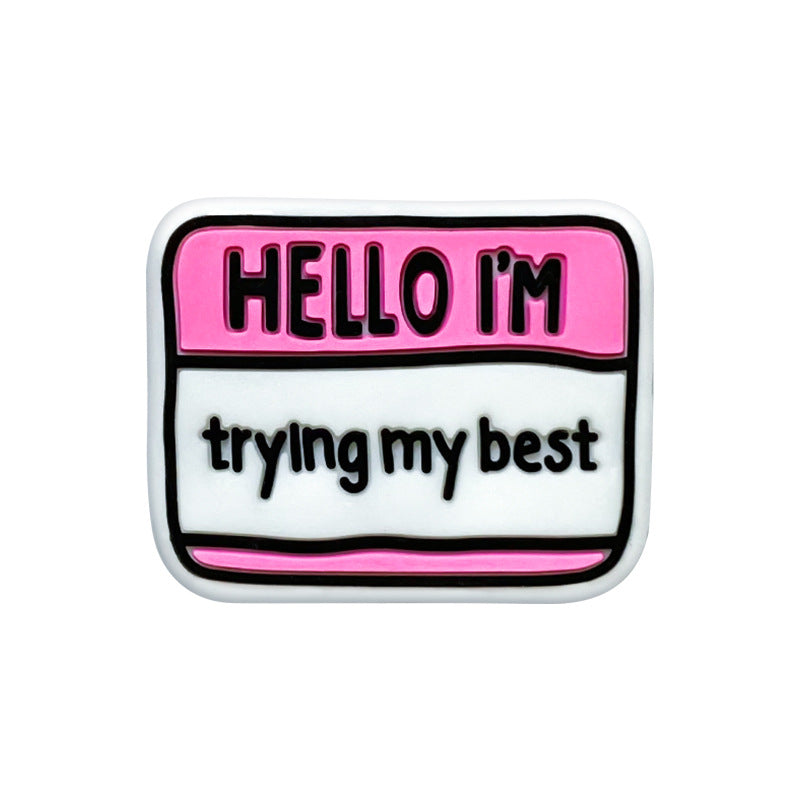 Silicone Focal Beads Motivational Hello I Trying My Best Tag 20pcs 6