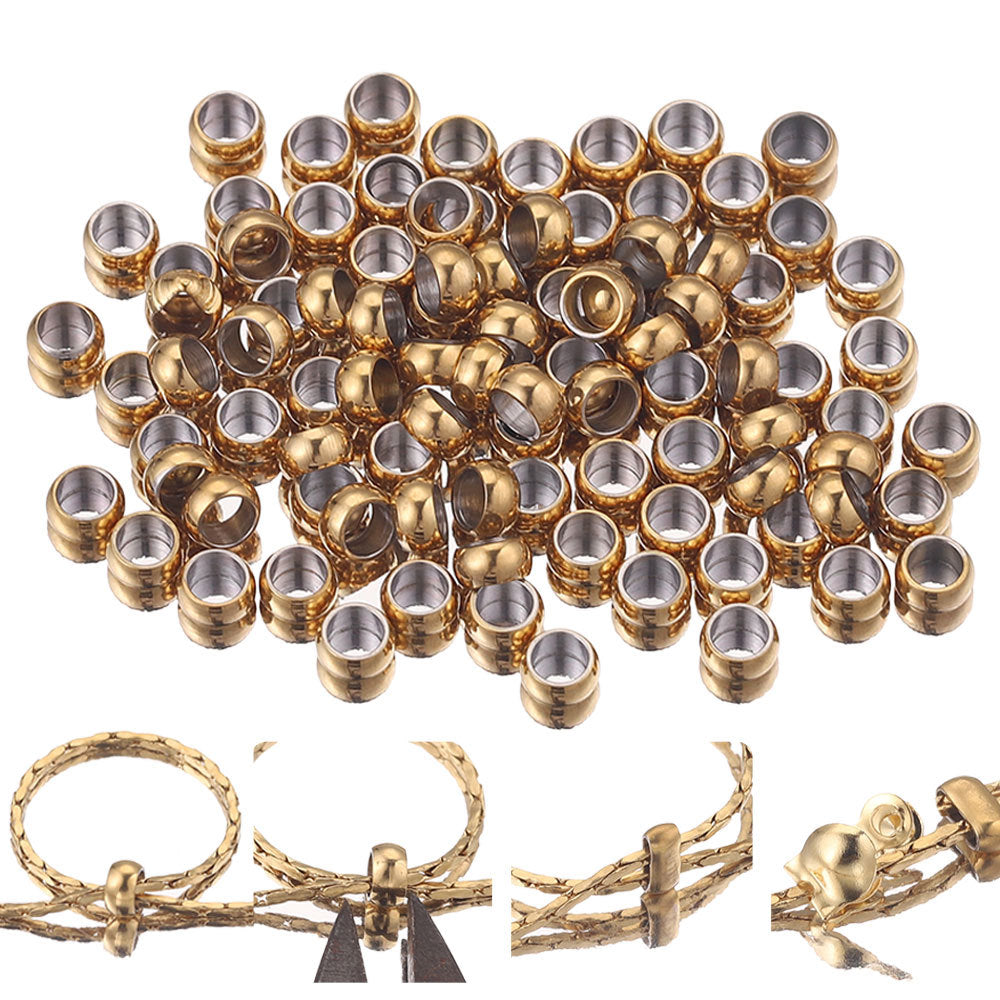 Stainless Steel Flat Crimp Metal Beads 1.5-4mm Mixed Sizes 100pcs