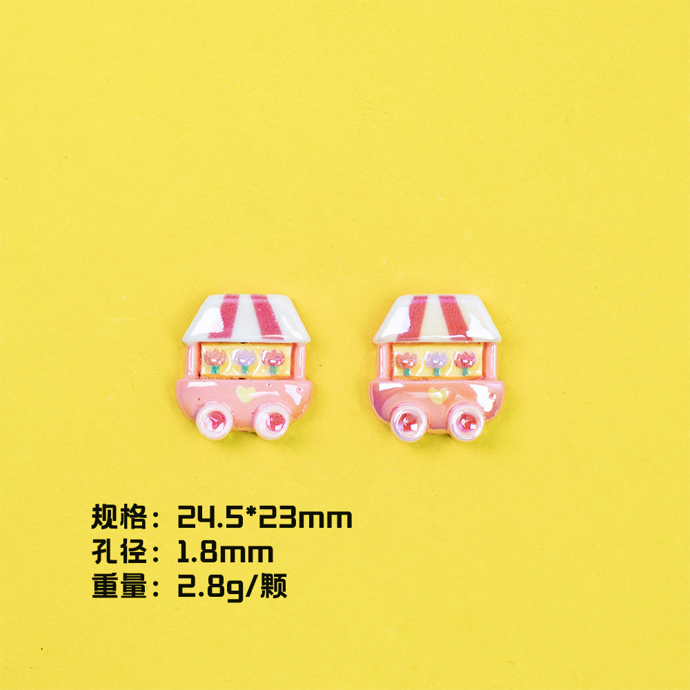 Plating Sunflower and Bus Resin Beads Glossy Multicolor 10pcs 12