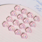 UV Plating Irregular Ice Cube Acrylic Beads 14mm Pink 10pcs 3