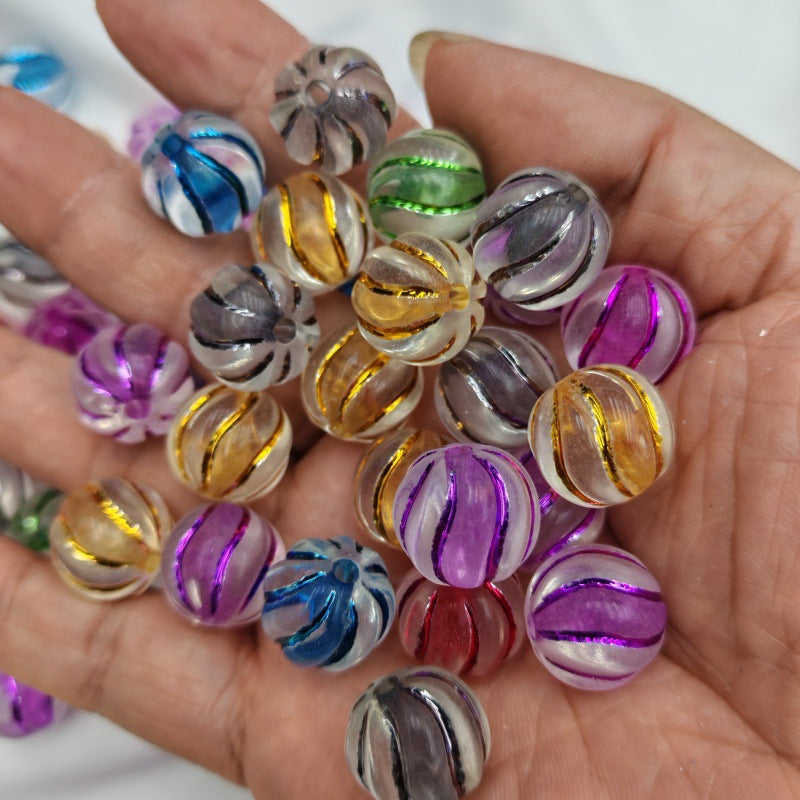 Distressed Matte Stripe Round Acrylic Beads 16mm Frosted Translucent 100pcs 4