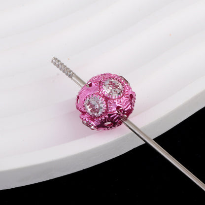 Wrinkled Alloy Rhinestone Beads 12-15mm Textured Colorful 50pcs 4