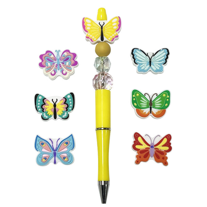 Silicone Focal Beads Butterfly Colorful Wing Patterns 20pcs 5