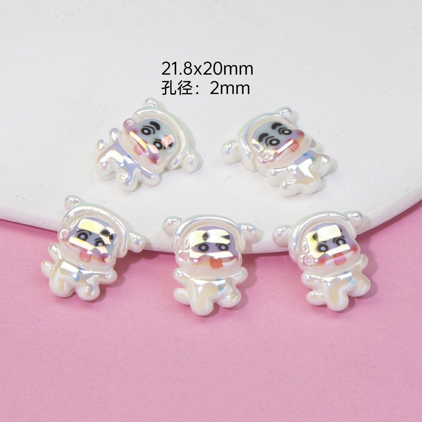 Plating Resin Beads Cartoon Character Glossy Pastel Colors 10pcs 12